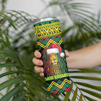 Jamaica Reggae Lion Christmas Skinny Tumbler Kente Pattern Meri Krismiss - Wonder Print Shop
