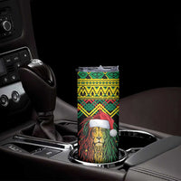Jamaica Reggae Lion Christmas Skinny Tumbler Kente Pattern Meri Krismiss - Wonder Print Shop