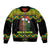 Jamaica Reggae Lion Christmas Sleeve Zip Bomber Jacket Kente Pattern Meri Krismiss - Wonder Print Shop