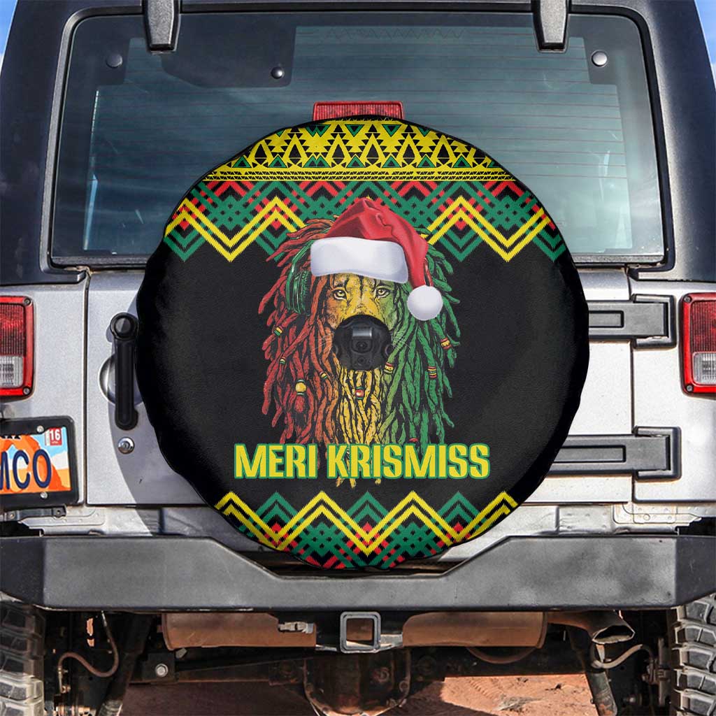 Jamaica Reggae Lion Christmas Spare Tire Cover Kente Pattern Meri Krismiss - Wonder Print Shop