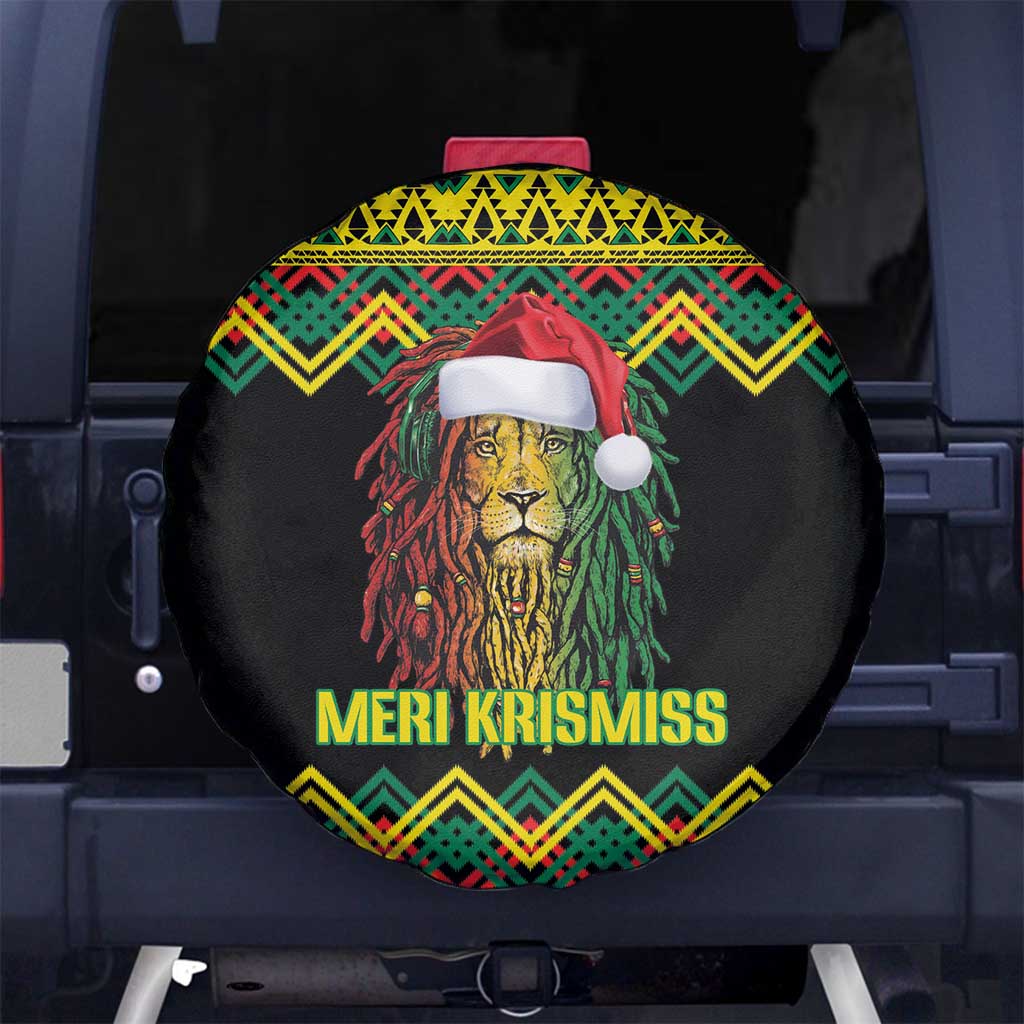 Jamaica Reggae Lion Christmas Spare Tire Cover Kente Pattern Meri Krismiss - Wonder Print Shop