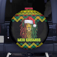 Jamaica Reggae Lion Christmas Spare Tire Cover Kente Pattern Meri Krismiss - Wonder Print Shop