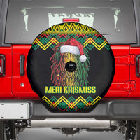 Jamaica Reggae Lion Christmas Spare Tire Cover Kente Pattern Meri Krismiss - Wonder Print Shop