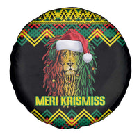 Jamaica Reggae Lion Christmas Spare Tire Cover Kente Pattern Meri Krismiss - Wonder Print Shop