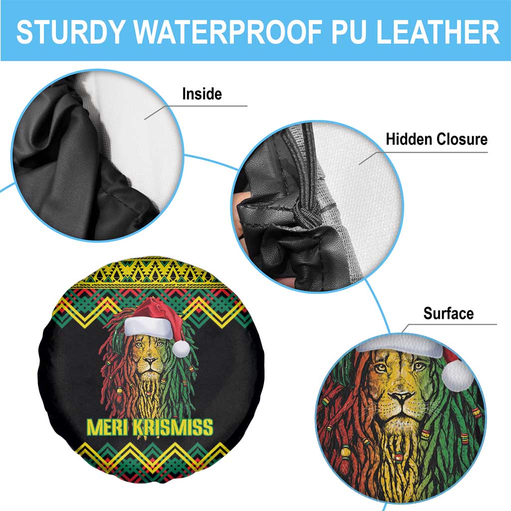 Jamaica Reggae Lion Christmas Spare Tire Cover Kente Pattern Meri Krismiss - Wonder Print Shop