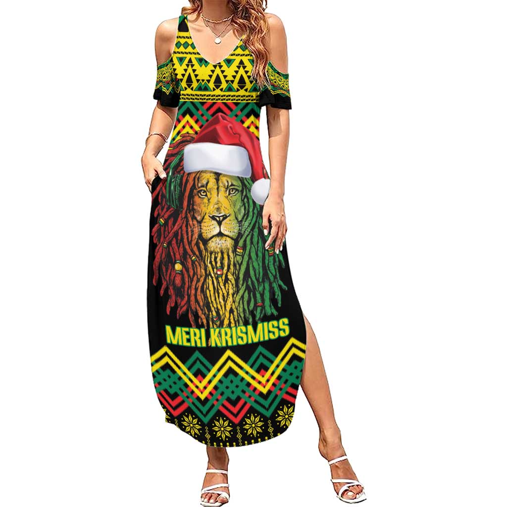 Jamaica Reggae Lion Christmas Summer Maxi Dress Kente Pattern Meri Krismiss - Wonder Print Shop