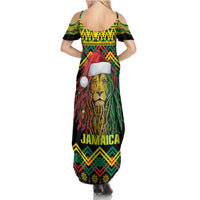 Jamaica Reggae Lion Christmas Summer Maxi Dress Kente Pattern Meri Krismiss - Wonder Print Shop