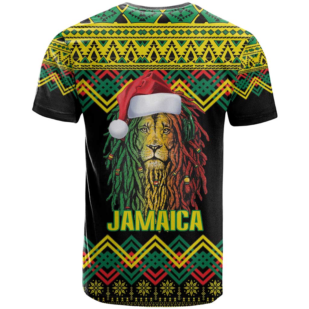 Jamaica Reggae Lion Christmas T Shirt Kente Pattern Meri Krismiss - Wonder Print Shop