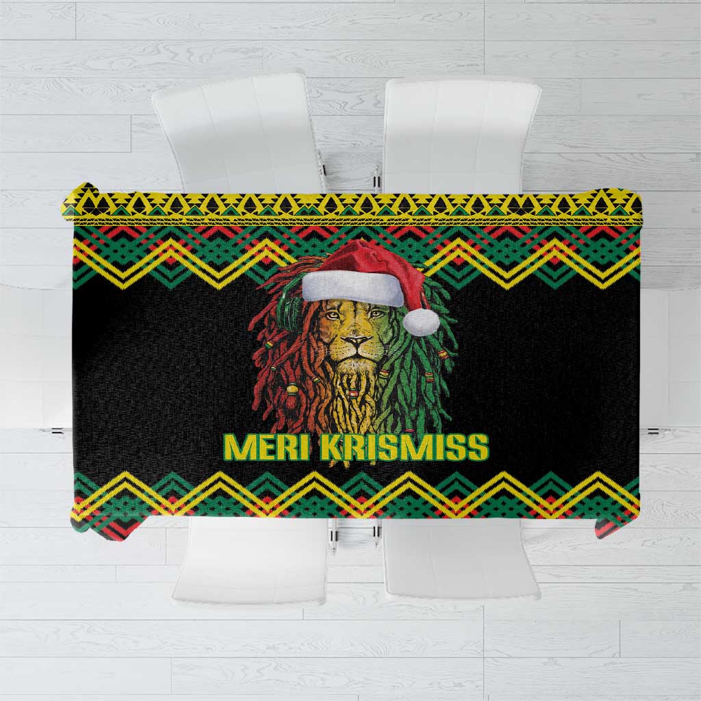 Jamaica Reggae Lion Christmas Tablecloth Kente Pattern Meri Krismiss - Wonder Print Shop