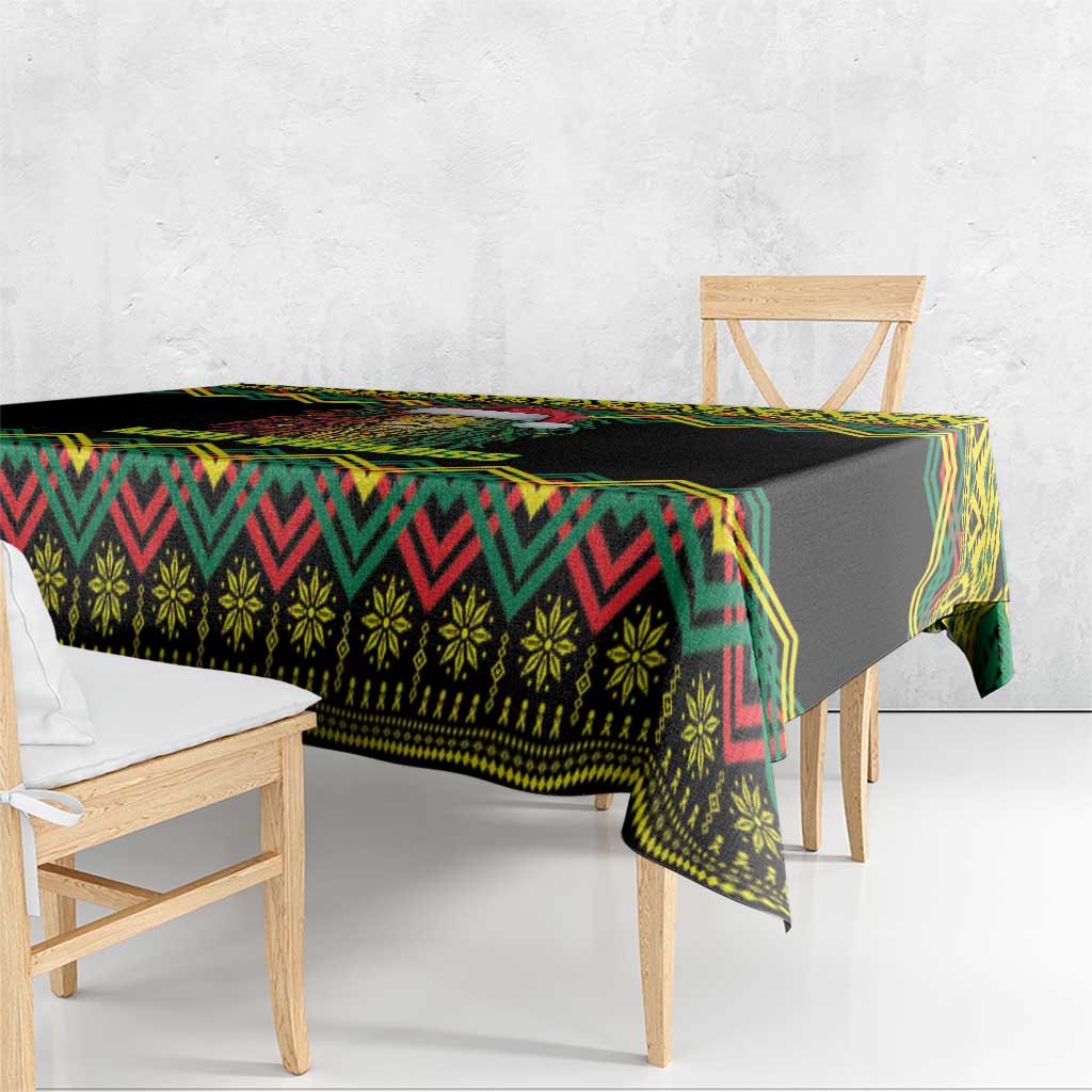 Jamaica Reggae Lion Christmas Tablecloth Kente Pattern Meri Krismiss - Wonder Print Shop