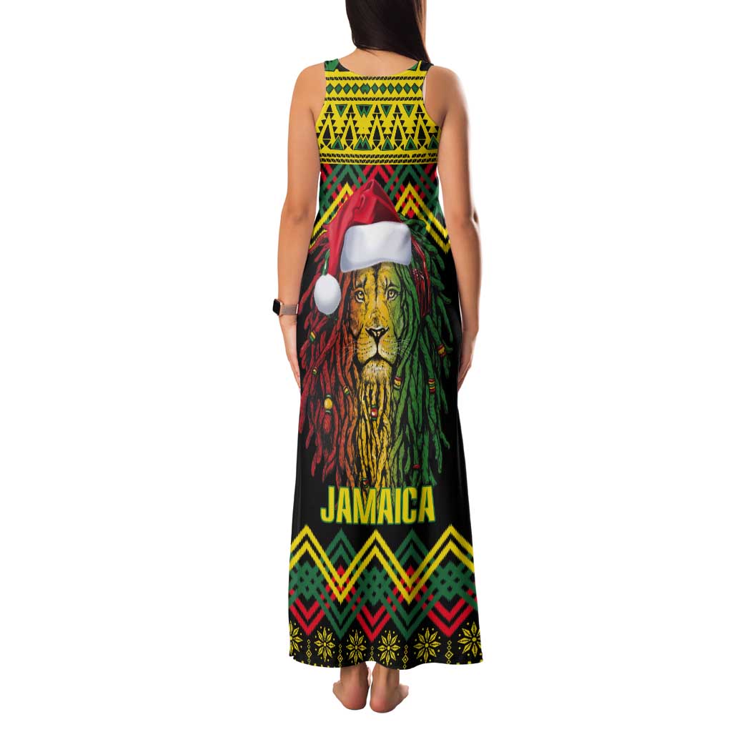 Jamaica Reggae Lion Christmas Tank Maxi Dress Kente Pattern Meri Krismiss - Wonder Print Shop