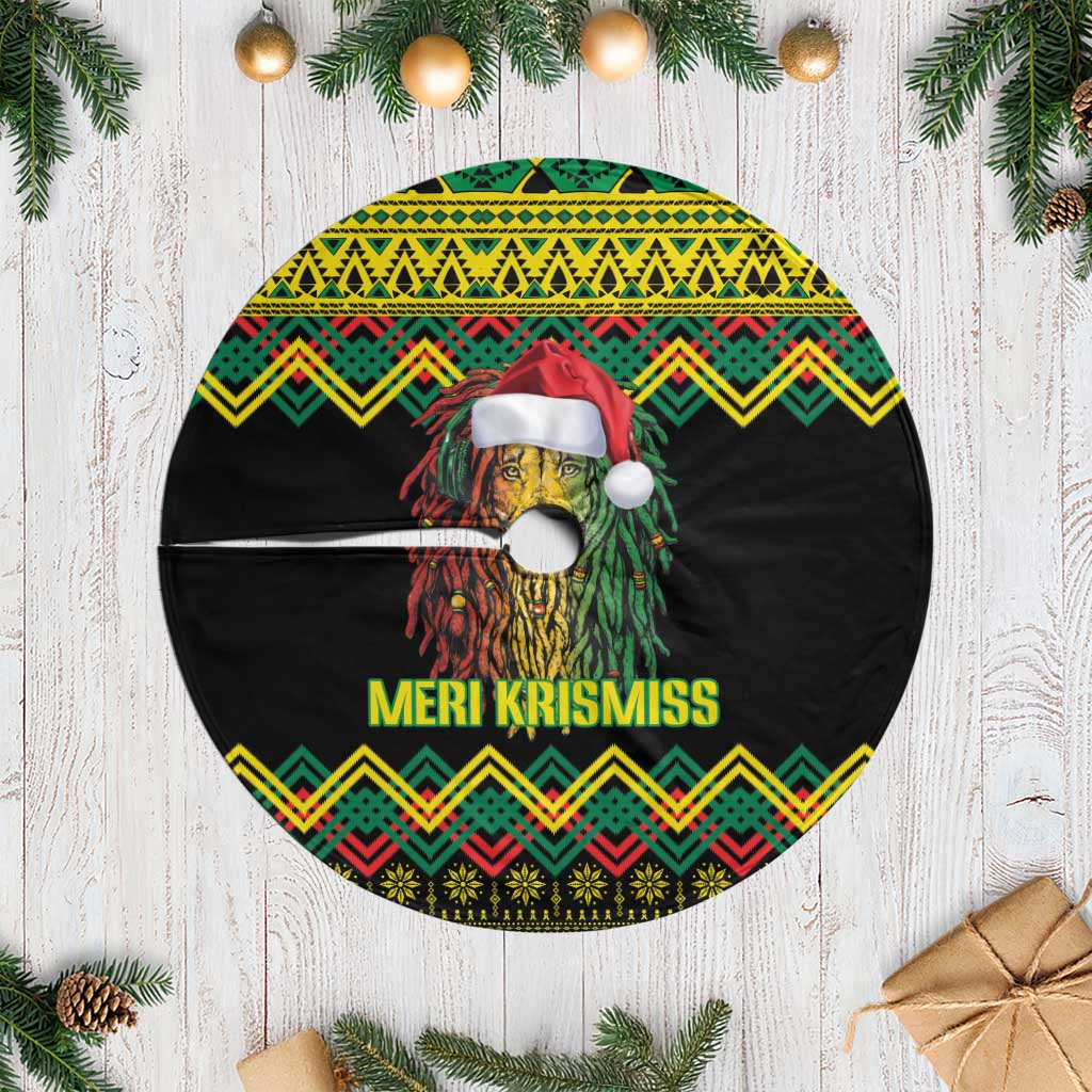 Jamaica Reggae Lion Christmas Tree Skirt Kente Pattern Meri Krismiss - Wonder Print Shop