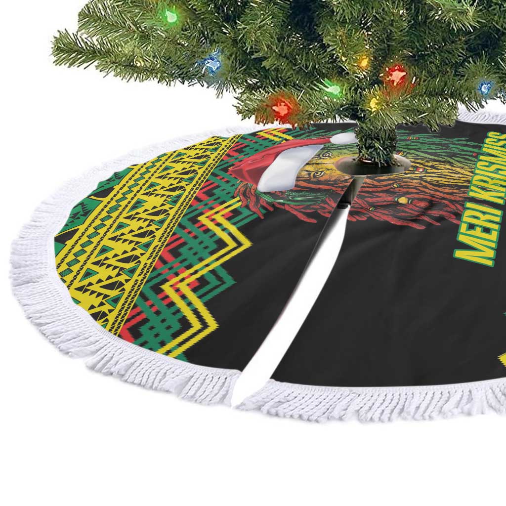Jamaica Reggae Lion Christmas Tree Skirt Kente Pattern Meri Krismiss - Wonder Print Shop