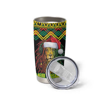 Jamaica Reggae Lion Christmas Tumbler Cup Kente Pattern Meri Krismiss - Wonder Print Shop