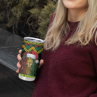 Jamaica Reggae Lion Christmas Tumbler Cup Kente Pattern Meri Krismiss - Wonder Print Shop
