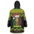 Jamaica Reggae Lion Christmas Wearable Blanket Hoodie Kente Pattern Meri Krismiss - Wonder Print Shop