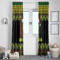 Jamaica Reggae Lion Christmas Window Curtain Kente Pattern Meri Krismiss - Wonder Print Shop