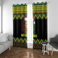 Jamaica Reggae Lion Christmas Window Curtain Kente Pattern Meri Krismiss - Wonder Print Shop