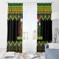 Jamaica Reggae Lion Christmas Window Curtain Kente Pattern Meri Krismiss - Wonder Print Shop