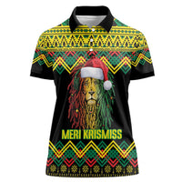 Jamaica Reggae Lion Christmas Women Polo Shirt Kente Pattern Meri Krismiss - Wonder Print Shop
