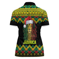 Jamaica Reggae Lion Christmas Women Polo Shirt Kente Pattern Meri Krismiss - Wonder Print Shop