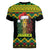 Jamaica Reggae Lion Christmas Women V-Neck T-Shirt Kente Pattern Meri Krismiss - Wonder Print Shop