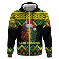 Jamaica Reggae Lion Christmas Zip Hoodie Kente Pattern Meri Krismiss - Wonder Print Shop