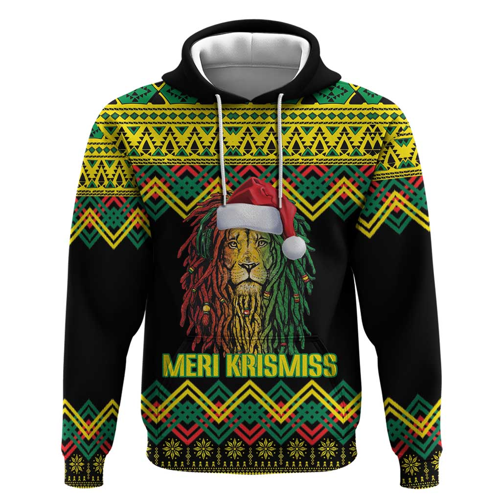 Jamaica Reggae Lion Christmas Zip Hoodie Kente Pattern Meri Krismiss - Wonder Print Shop