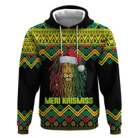 Jamaica Reggae Lion Christmas Zip Hoodie Kente Pattern Meri Krismiss - Wonder Print Shop