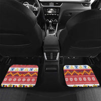 Personalized Romania Christmas Car Mats Eurasian Lynx With Peony Flowers - Wonder Print Shop