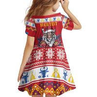 Personalized Romania Christmas Family Matching Off Shoulder Maxi Dress and Hawaiian Shirt Eurasian Lynx With Peony Flowers - Wonder Print Shop