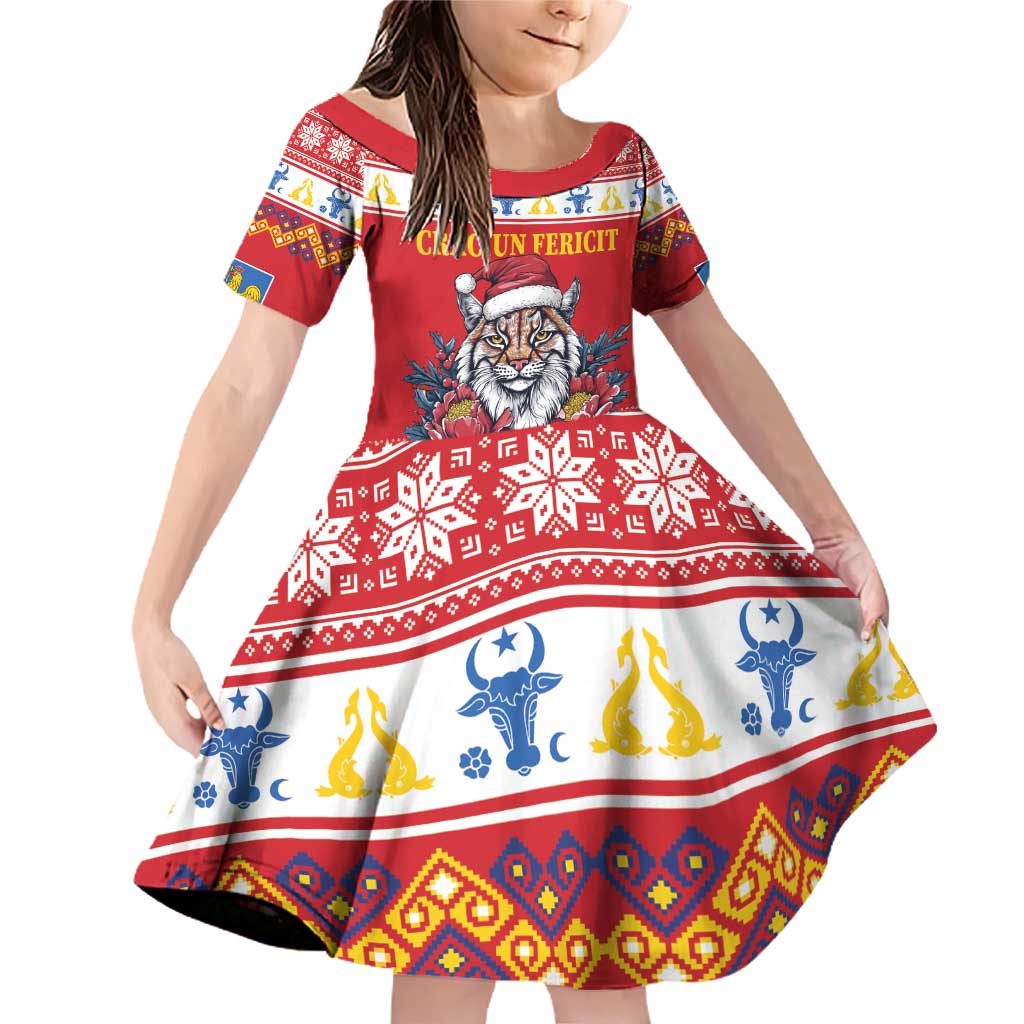 Personalized Romania Christmas Family Matching Off Shoulder Short Dress and Hawaiian Shirt Eurasian Lynx With Peony Flowers - Wonder Print Shop