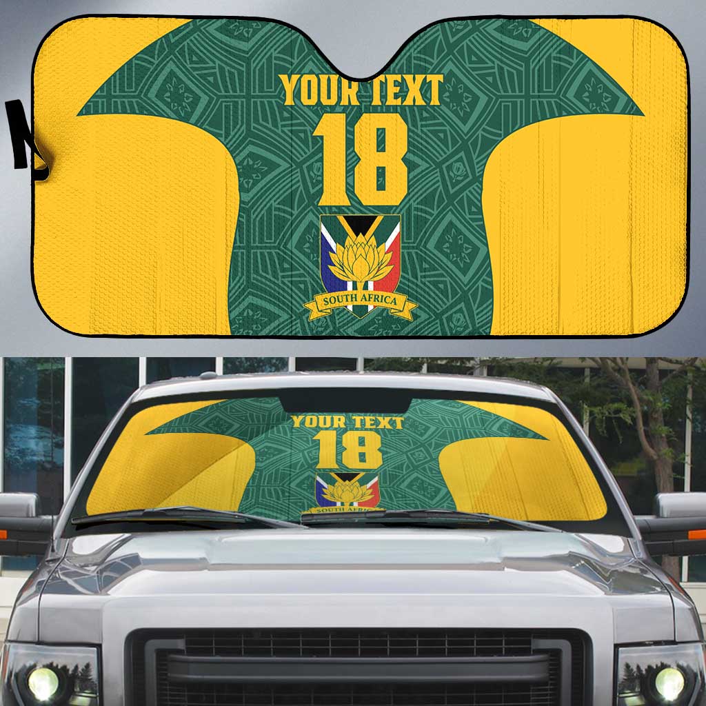 Custom South Africa Soccer Auto Sun Shade Bafana Bafana Spirit African Pattern - Wonder Print Shop