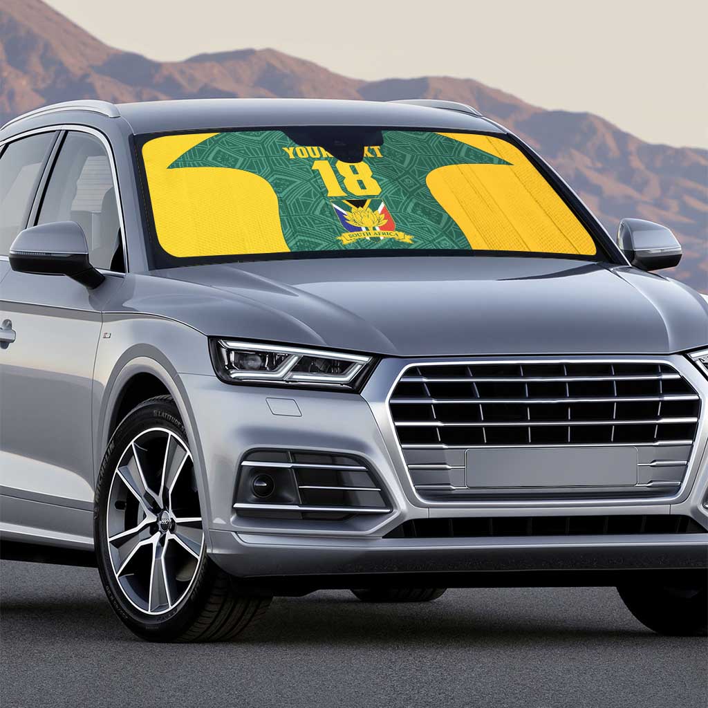 Custom South Africa Soccer Auto Sun Shade Bafana Bafana Spirit African Pattern - Wonder Print Shop