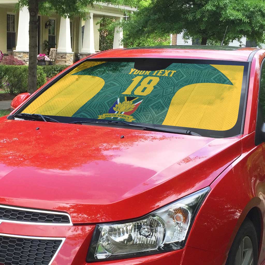 Custom South Africa Soccer Auto Sun Shade Bafana Bafana Spirit African Pattern - Wonder Print Shop