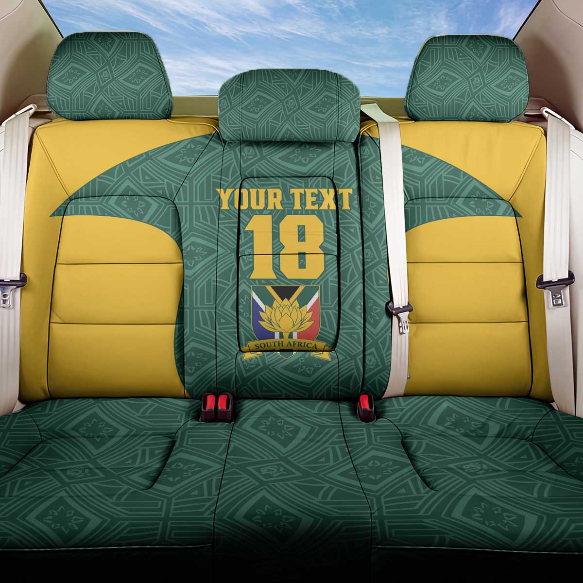 Custom South Africa Soccer Back Car Seat Cover Bafana Bafana Spirit African Pattern - Wonder Print Shop