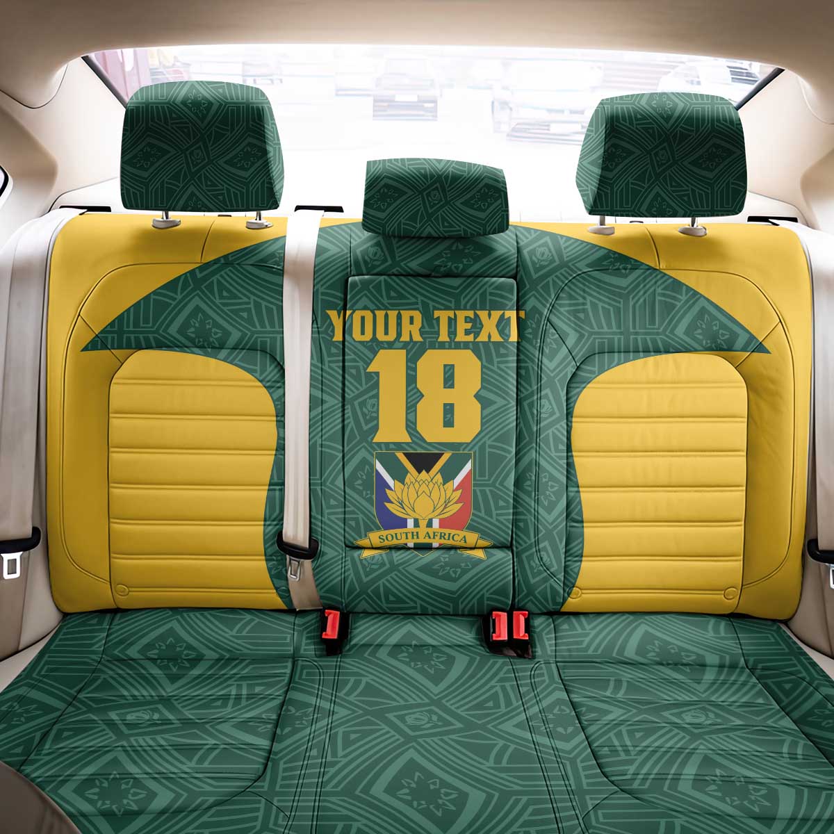 Custom South Africa Soccer Back Car Seat Cover Bafana Bafana Spirit African Pattern - Wonder Print Shop