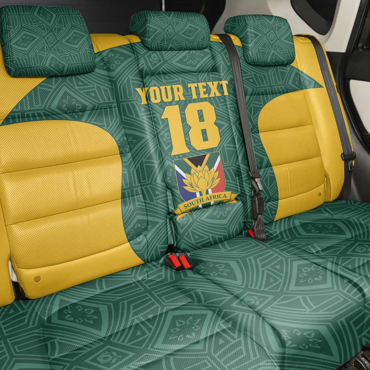 Custom South Africa Soccer Back Car Seat Cover Bafana Bafana Spirit African Pattern - Wonder Print Shop