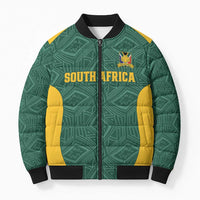 Custom South Africa Soccer Bomber Puffer Jacket Bafana Bafana Spirit African Pattern - Wonder Print Shop