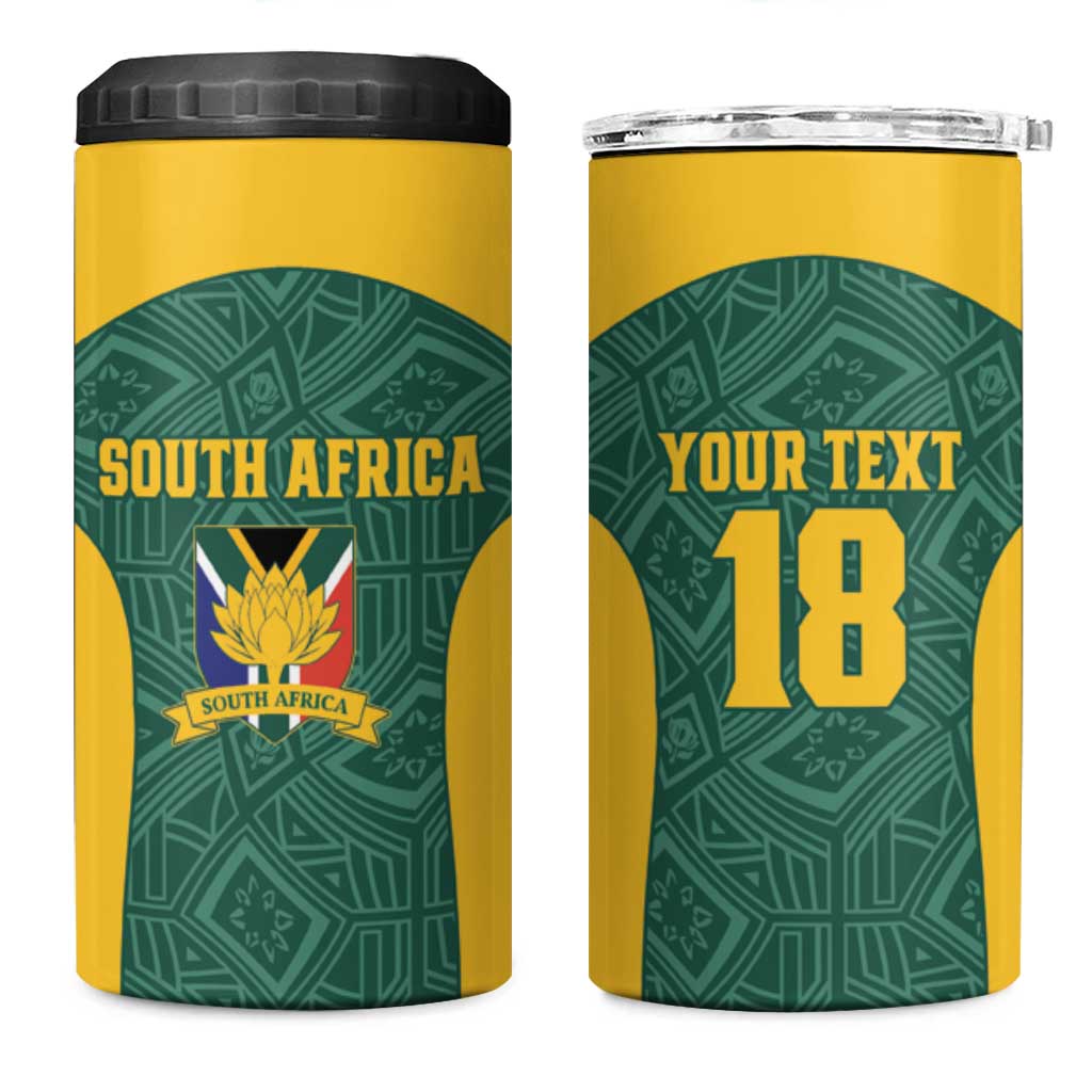 Custom South Africa Soccer 4 in 1 Can Cooler Tumbler Bafana Bafana Spirit African Pattern - Wonder Print Shop