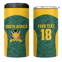 Custom South Africa Soccer 4 in 1 Can Cooler Tumbler Bafana Bafana Spirit African Pattern - Wonder Print Shop
