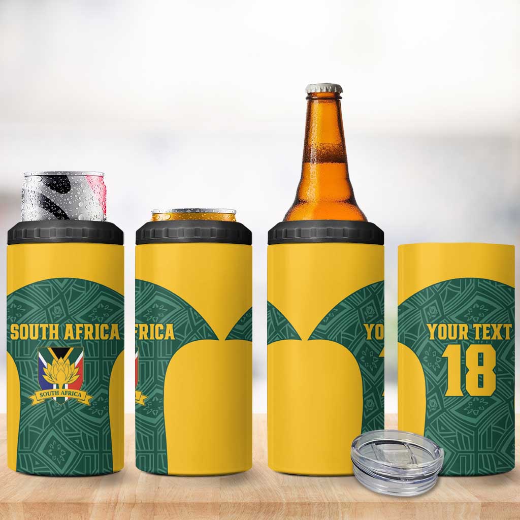 Custom South Africa Soccer 4 in 1 Can Cooler Tumbler Bafana Bafana Spirit African Pattern - Wonder Print Shop