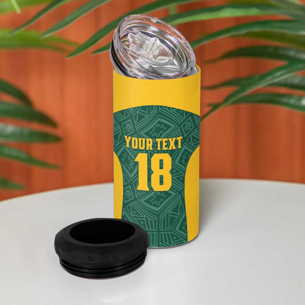 Custom South Africa Soccer 4 in 1 Can Cooler Tumbler Bafana Bafana Spirit African Pattern - Wonder Print Shop
