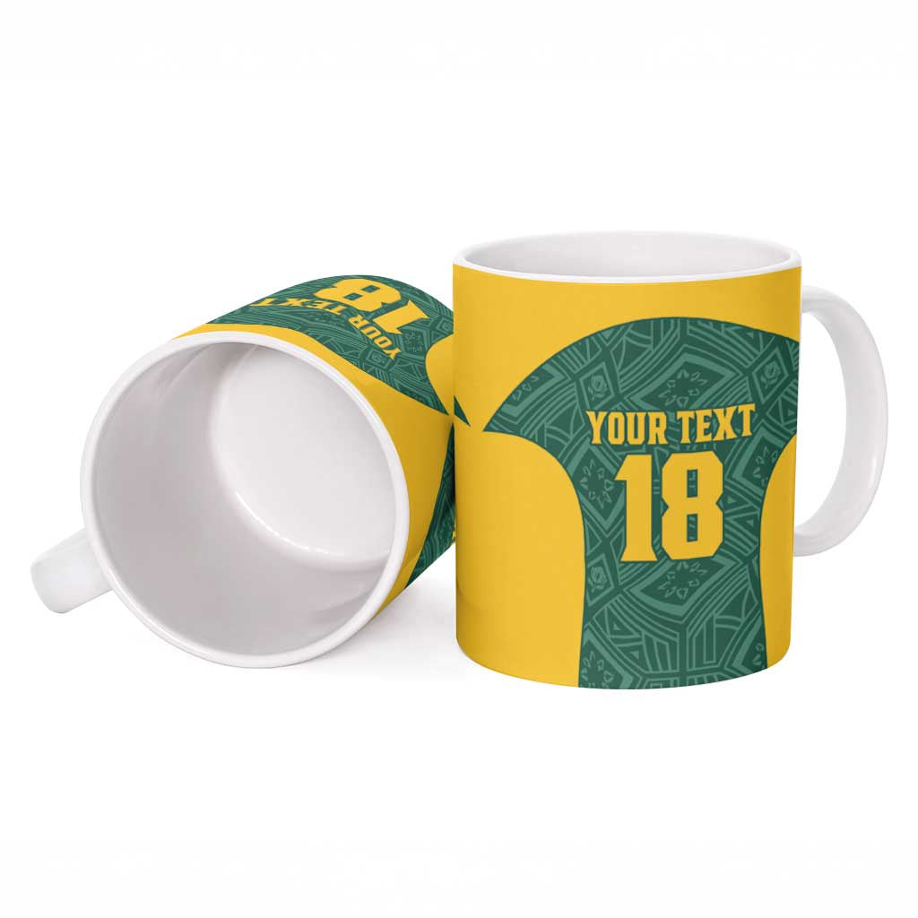 Custom South Africa Soccer Ceramic Mug Bafana Bafana Spirit African Pattern - Wonder Print Shop