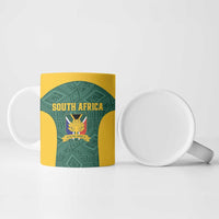 Custom South Africa Soccer Ceramic Mug Bafana Bafana Spirit African Pattern - Wonder Print Shop
