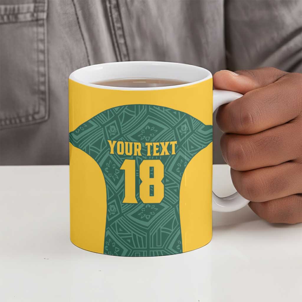 Custom South Africa Soccer Ceramic Mug Bafana Bafana Spirit African Pattern - Wonder Print Shop