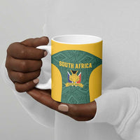 Custom South Africa Soccer Ceramic Mug Bafana Bafana Spirit African Pattern - Wonder Print Shop