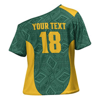 Custom South Africa Soccer Cross Shoulder Shirt Bafana Bafana Spirit African Pattern - Wonder Print Shop