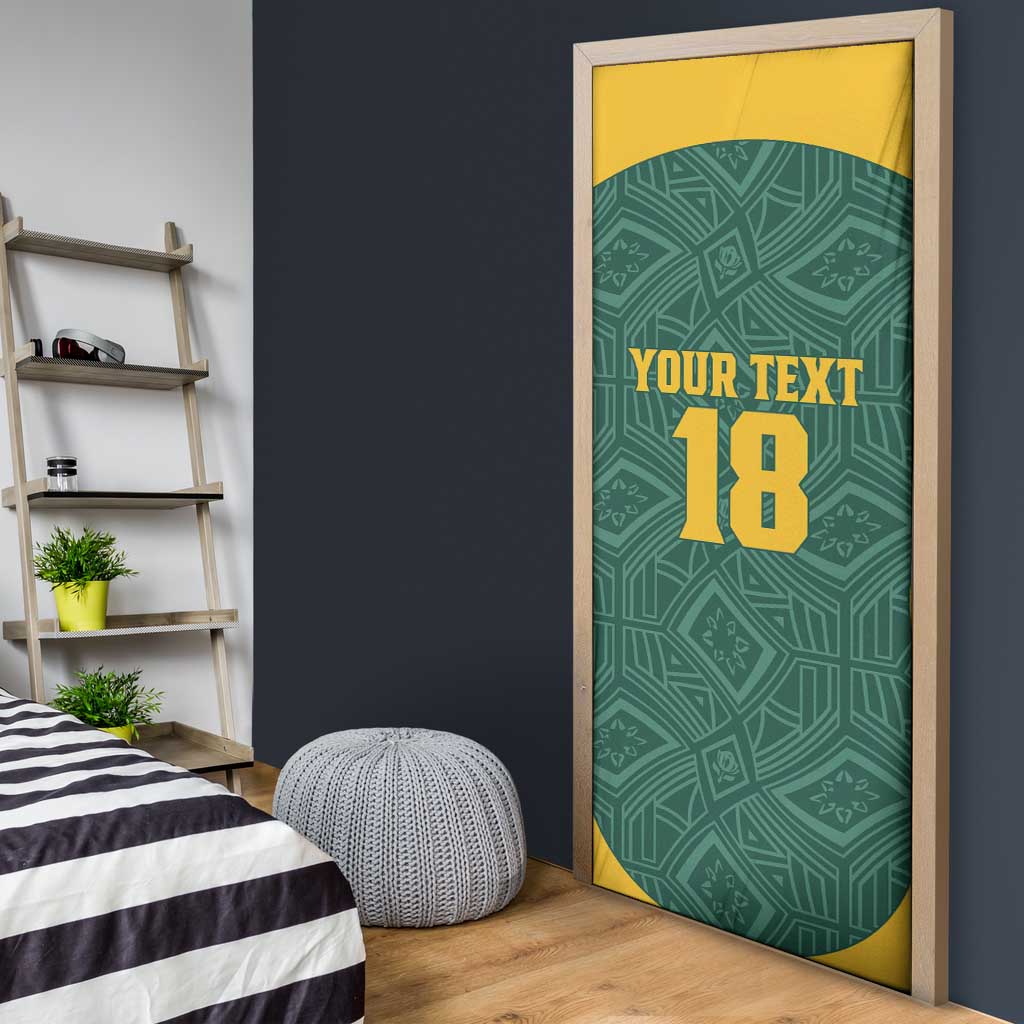 Custom South Africa Soccer Door Cover Bafana Bafana Spirit African Pattern - Wonder Print Shop