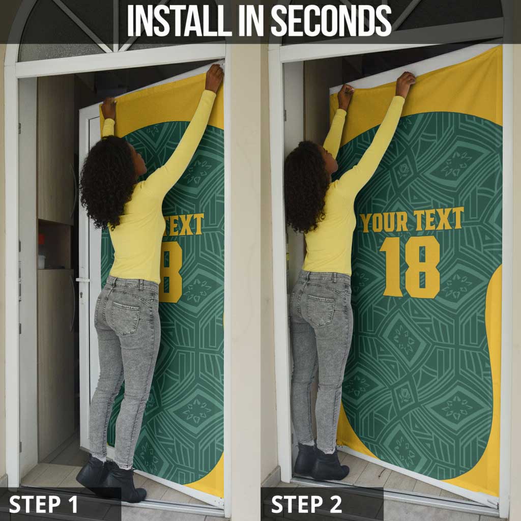 Custom South Africa Soccer Door Cover Bafana Bafana Spirit African Pattern - Wonder Print Shop